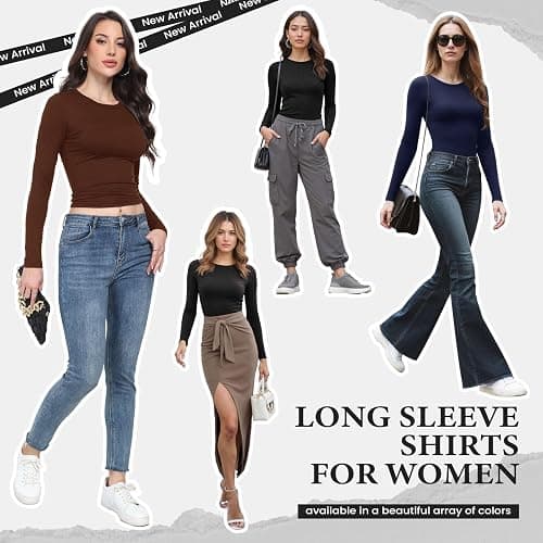 TNNZEET Long Sleeve Shirts for Women Basic Soft Tees Fashion Crop Tops Fall Spring Y2K Tight Clothes for Casual Workout 2026 thumbnail 4