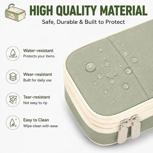 PUPTILY Pencil Case, Large Capacity Aesthetic Pencil Cases with Durable Zipper, Big Stationery Pencil Pouch for Women & Men, Adults Portable Storage Organizer Bag for College, Office, Travel (Green) thumbnail 3