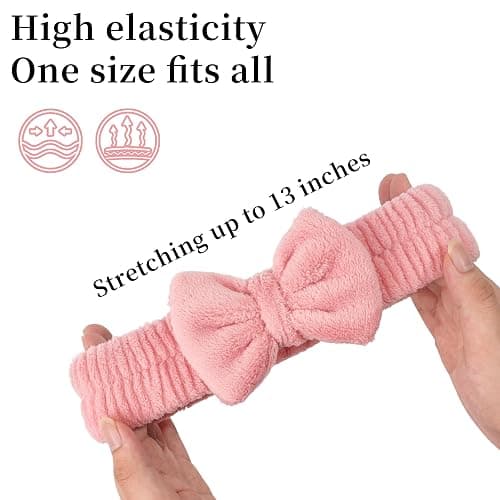 Ayesha Spa Headband and Wristband Set for Skincare Washing Face,Makeup Headband Wrist Cuffs for Preppy Skincare Women Girl (Pink set) thumbnail 4