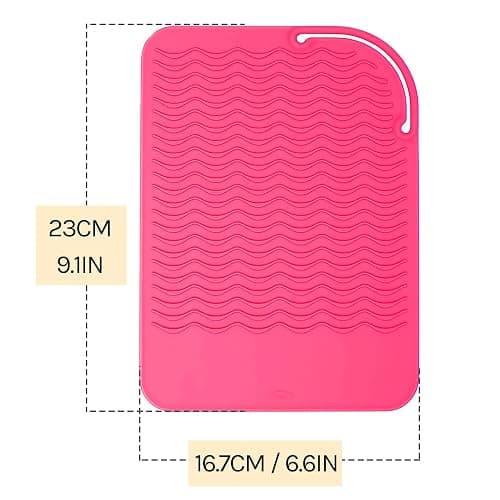 1 PC Heat Resistant Silicone Mat for Curling Iron Hair Straightener Flat Iron and Hot Styling Tools 9" x 6.5", Pink (1PC) thumbnail 6