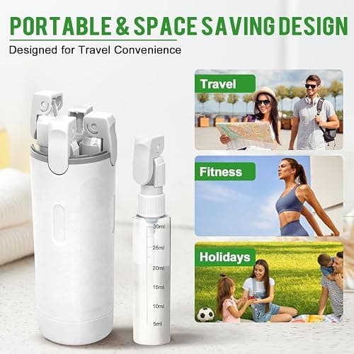 4 in 1 Travel Dispenser,4 Pack 30ML Travel Bottles for Toiletries,Refillable, Leak Proof and Portable,Suitable for Storing Shampoo, Shower Gel, Laundry Detergent, Suitable for Travel, Camping (White) thumbnail 5
