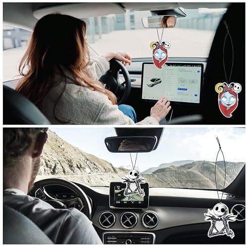 Babymiu Horror Christmas Skull Car Air Freshener Card Pendant（8Pack Fresh Ice Scent） Gifts Cartoon Halloween Merch Party Supplies Room Decor Accessories for Hanging Rearview Car Interior thumbnail 5