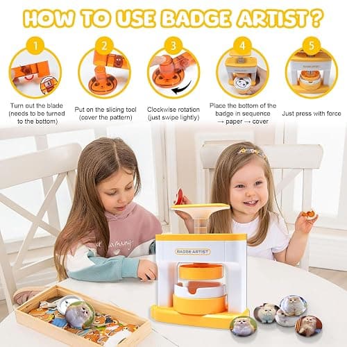 Button Maker Machine 55mm/2.16in, Pin Maker Machine Kit with 48 Buton Parts | DlY Badge Maker, Orange Button Press Machine for School, Parties, Events, Christmas, Perfect Gifts Beginner Experience Kit thumbnail 5