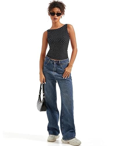 SUUKSESS Women Padded Open Back Boat Neck Tank Tops Double Lined Basic Shirts thumbnail 5