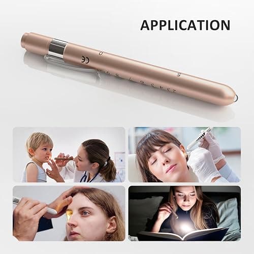 CAVN Pen Light with Pupil Gauge LED Penlight for Nurses Doctors, 2 Pcs Reusable Medical Penlight for Nursing Students (Rose Gold/White) thumbnail 5
