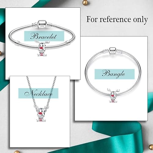 OutstandLong Christmas Holiday Season Charms for Pandora Bracelets Snowflake Santa Claus Home Moose Tree Candy Cane Snow Globe thumbnail 5