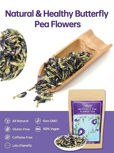TeeLux Butterfly Pea Flower Tea, Non-GMO, Pure Natural Butterfly Pea Tea, Premium Dried Butterfly Pea Flower for Blue & Purple Drinks and Food Coloring, 1.76 Oz - Butterfly Pea Flower Tea - 1.76 Ounce (Pack of 1) thumbnail 2