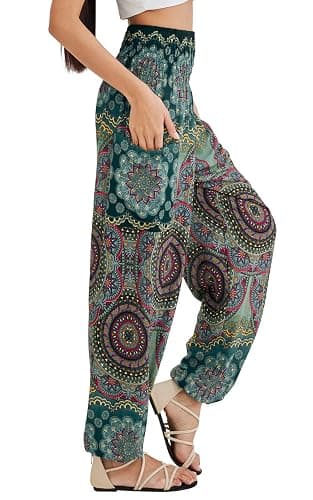 Joob Joob Boho Pants for Women - Hippie Harem Pants Women - Womens Yoga Pants – Comfy Bohemian Flowy Hippie Clothes thumbnail 2