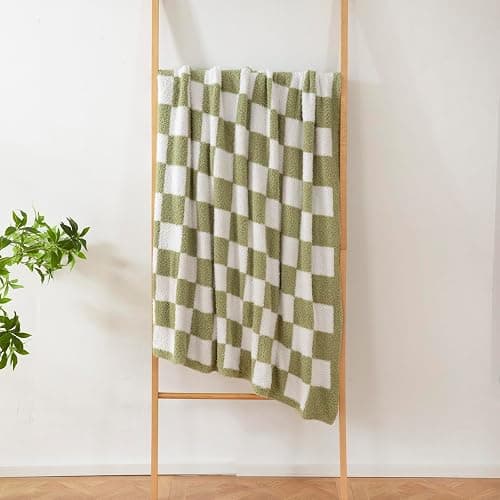 YIRUIO Checkered Knit Throw Blanket 50x60 | Ultra Soft Microfiber, Reversible, Fluffy Fuzzy Cozy, For Bed, Sofa Couch Home Decor thumbnail 6
