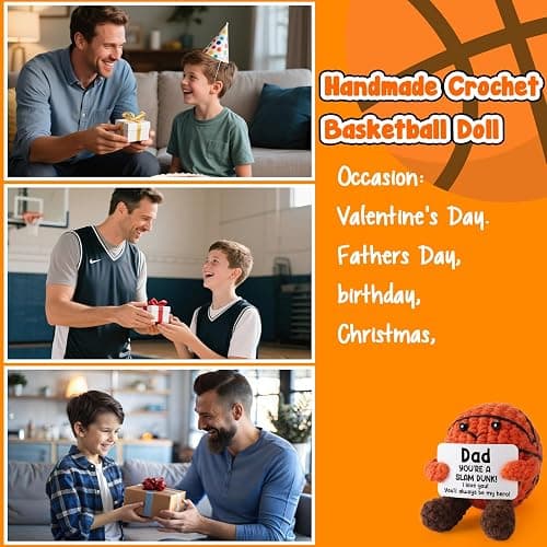YUEYUQIU Christmas Dad Gifts from Daughter Son Wife - Cool Handmade Crochet Small Basketball, Ideal Birthday Xmas Presents for Dad Father Daddy New Dads - Christmas Stocking Stuffers for Dads thumbnail 7