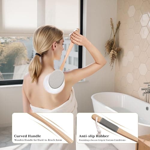 AmazerBath Lotion Applicator for Back, Feet, 4 Replaceable Pads with Long Handle, Back Sunscreen Applicator for Elderly, Women, Apply Cream Medicine Skin Cream Moisturizer Sunscreen Tanner, Gray thumbnail 5