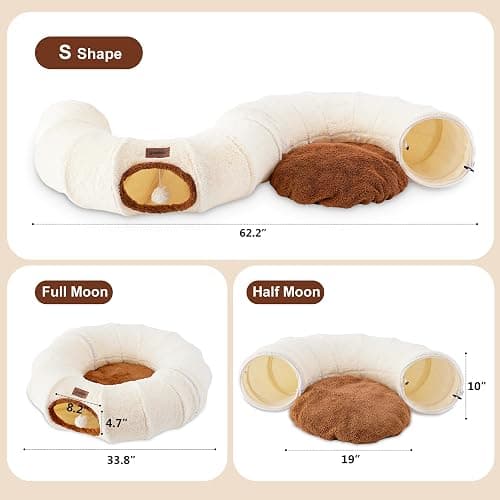 ZOMISIA Cat Tunnel Bed for Indoor Cats, Cute Cat Donut Toy Tunnel for Small Large Cats with Washable Circle Cushion, Peekaboo Pet Cave Play Tunnel for Kitten, Puppy, Navy Blue thumbnail 3