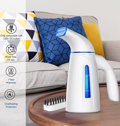 OGHom Steamer for Clothes, Handheld Clothing Steamer for Garment, 240ml Big Capacity 700W Portable Travel Steam Iron (Blue) thumbnail 3
