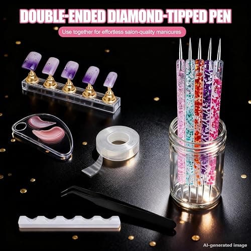 Artdone Nail Dotting Tools Art Brushes Kit With Nail Stand Gel Polish | Design Pen For Nail Drawing And Nail Paint Small Detail supplies thumbnail 4