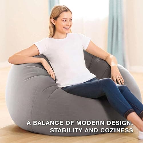 Intex 68579EP Beanless Bag Inflatable Lounge Chair: Corduroy Textured Flocking – Durable Vinyl – Folds Compactly – 220lb Weight Capacity – 45" x 45" x 28" thumbnail 5