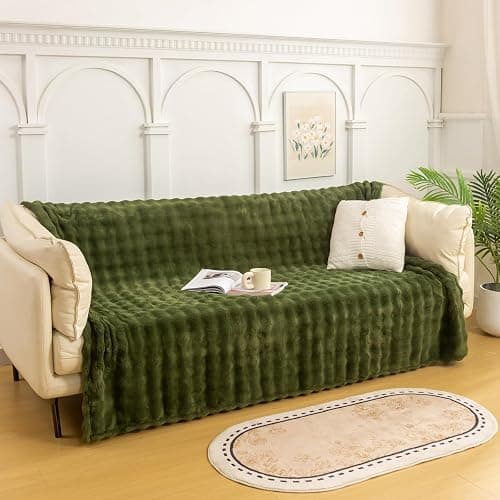 YUSOKI Luxury 3D Bubble Throw Blanket 2lb,All Ages,Home Decoration, (Olive Green,50 * 60inches) thumbnail 3