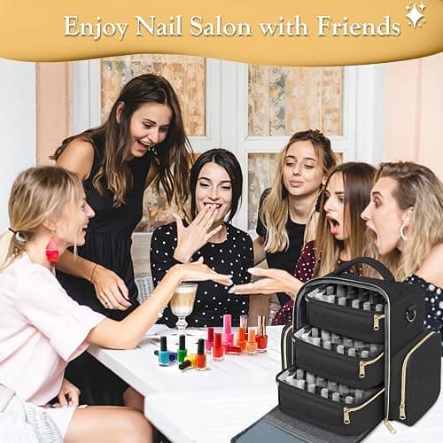 YOREPEK Nail Polish Organizer Holds Up to 72 Bottles (15ml-0.5 fl.oz) Nail Polish Carrying Case with 3 Removable Pouches and 4 Zippered Pockets for Manicure Tools, Supplies, Nail Lamp, Gifts for Women thumbnail 8