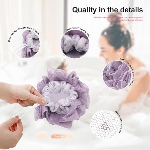 3-Pack Bar Soap Loofah Pouch, 2-in-1 Loofah Washcloth Combo with Soap Pocket, Rich-Lather Shower Sponge for Exfoliating, Home Gym Travel thumbnail 3