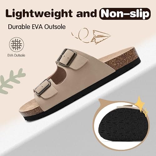 FITORY Boys Girls Glitter Slide Sandals, Cork Slipper with Adjustable Straps for Little Kid/Big Kid thumbnail 5