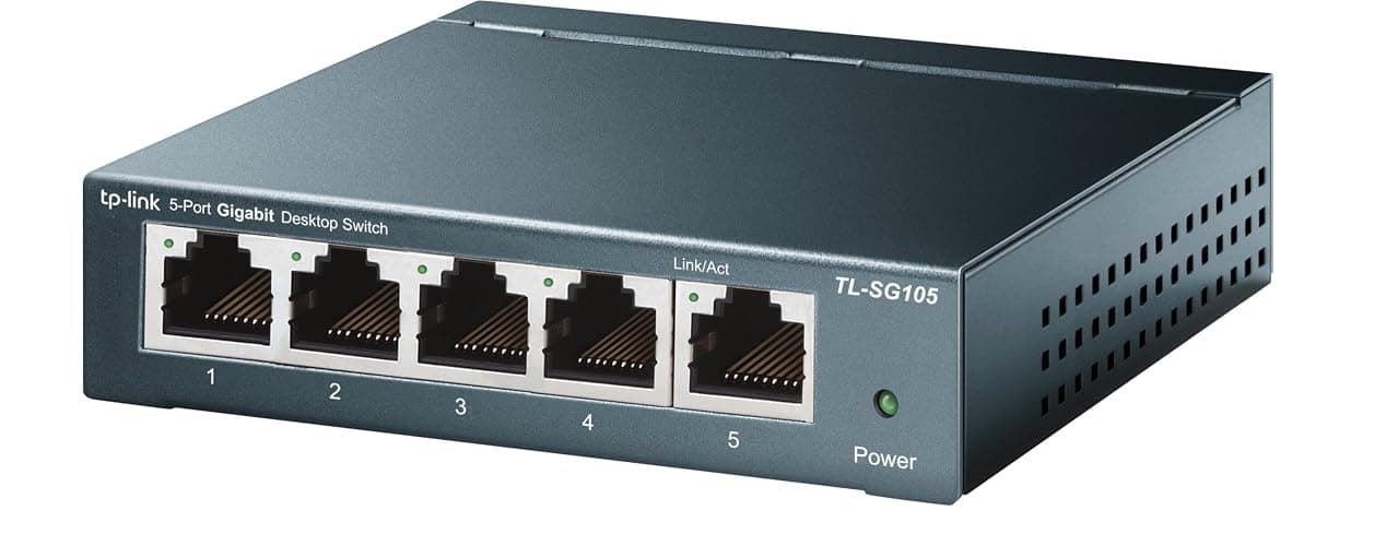 TP-Link TL-SG105, 5 Port Gigabit Unmanaged Ethernet Switch, Network Hub, Ethernet Splitter, Plug & Play, Fanless Metal Design, Shielded Ports, Traffic Optimization,Navy Blue - 5 Port - Image 1