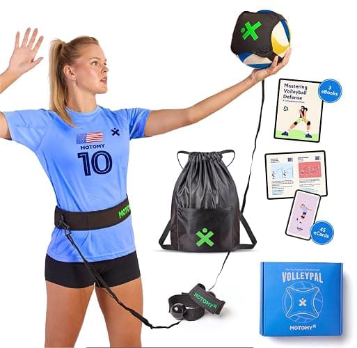 MOTOMY™ Volleyball Training Equipment Aid ‘VolleyPal’ – Solo Rebounder Trainer for Serve, Spike, Set & Pass; Indoor and Outdoor Practice Gear Gifts for Beginners & Experts - Image 1
