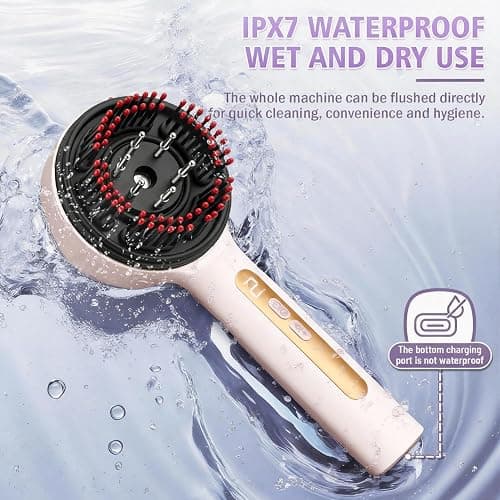 Gewaizhuan Electric Scalp Massager, 3-in-1 Hair Growth Comb with Nano Mist & Oil Applicator, IPX7 Waterproof Scalp Brush, Portable Head Massager for Home & Travel (White) thumbnail 7