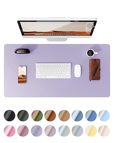 YSAGi Leather Desk Protector, Office Mat, Large Mouse Mat, Non-Slip PU Leather Blotter, Laptop Desk Pad, Waterproof Writing Pad for Office and Home (Light Purple, 31.5" x 15.8") - Light Purple - 31.5" x 15.8"