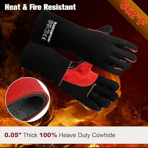 ARCCAPTAIN Leather Forge Welding Gloves, Heat/Fire Resistant 16 inches Gloves for Stick,Mig,Tig,Forge,BBQ,Grill,Fireplace,Wood Stove,Furnace,Oven,Pot thumbnail 3