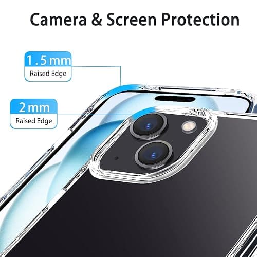 JJGoo Compatiable with iPhone 15 Case Clear, Transparent Shockproof Phone Case, Slim Anti-Scratch Hard PC Back Protective Cover Bumper, Clear thumbnail 5