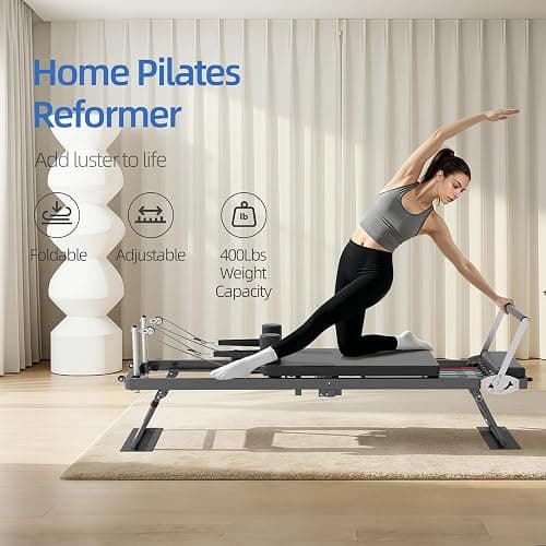 WNPANE Foldable Pilates Reformer for Home Use – Pilates Reformer Machine with Multi-Color Adjustable Resistance Bands, Space-Saving Reformer for Core Strength & Full Body Workout thumbnail 3