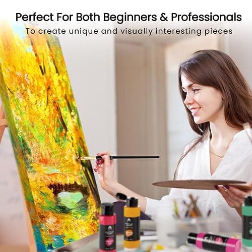 52 Pcs Acrylic Paint Set - 36 Colors (2oz/60ml) with 12 Brushes, 2 Knives & Palette - Rich Pigments for Adults, Kids, Artists & Beginners - Painting on Halloween Pumpkin Canvas Ceramic Rock Wood thumbnail 2