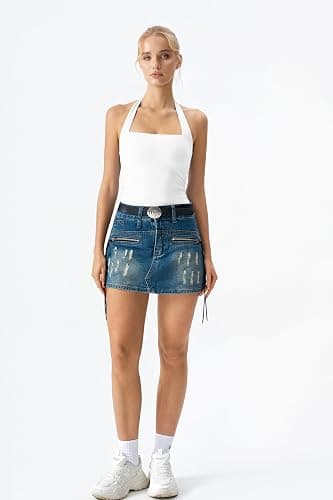 QINSEN Women's Backless Halter Tank Top Button Closure Square Neck Double Line Casual Daily Top Going Out Cami thumbnail 6