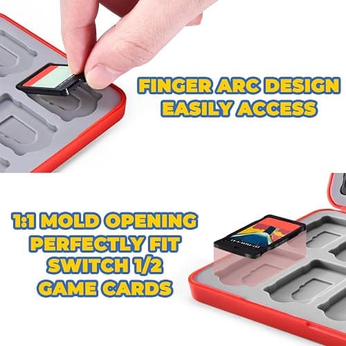FUNLAB Switch 2 Game Case Holder for Nintendo Switch 2/OLED Games & Micro SD Cards, Switch Game Card Case with 24 Game Card Storage Cute - Red thumbnail 6