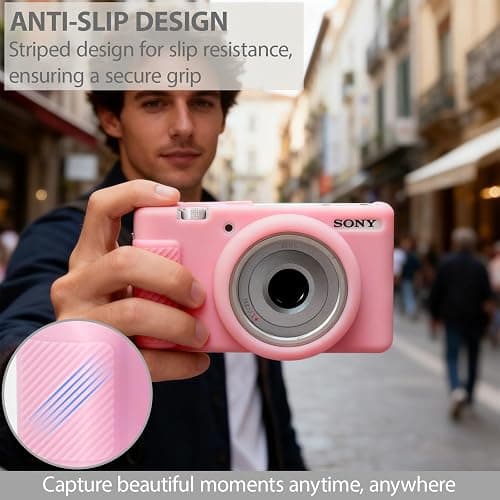 Frevyve Case for Sony ZV-1F, ZV-1 II Vlog Camera Accessories, ZV1F Soft Silicone Protective Case, Slim Fit Sleeve with ZV 1F / ZV-1 II Screen Protector, Lightweight, Anti-Scratch (Pink) thumbnail 3