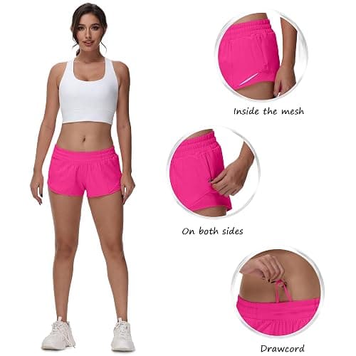 MCEDAR Women's Running Shorts Low Waisted 2.5"，Lightweight Active Workout Quick Dry Gym Athletic Sports Shorts Zip Pocket thumbnail 3