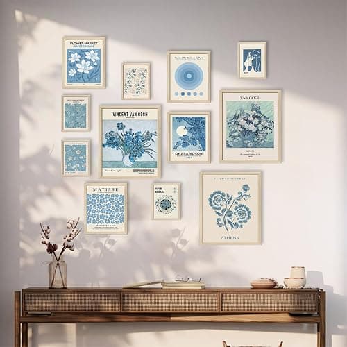Aroutde Light Blue Wall Art Matisse Modern Wall Decor Coquette Aesthetic Blue Pictures Canvas Gallery Prints For Living Room Bedroon Dorm Set of 12 (Unframed) thumbnail 7