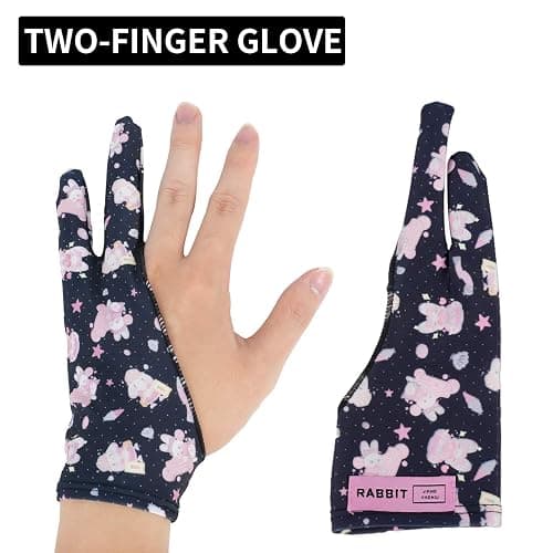 Artist Drawing Glove for Graphic Drawing Tablet, Fits Left and Right Hand | Two Fingers Digital Art Glove for Drawing Tablet, iPad, Monitor Painting, Paper Sketching(BlackPink, Size M, 3.2x8.4inch) thumbnail 4