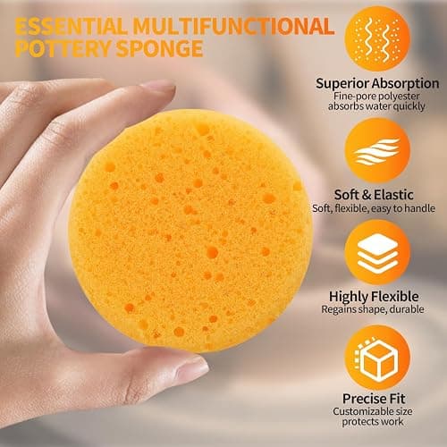 12 Pcs Pottery Sponges, 2.75 inch Yellow Round Sponges for Clay Art, Painting & Crafts, Tack Cleaning Sponges for Household & Leather Care thumbnail 3