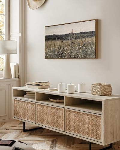 InSimSea Extra Large Framed Vintage Wall Art, Living Room Country Farmhouse Decor, Flower Meadow Landscape Paintings, Canvas Prints, Retro Scenery Long Pictures for Bedroom Above of Bed,20x40inch thumbnail 4