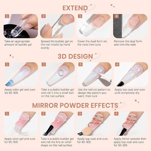 SUPWEE Solid Builder Nail Gel, 60g Large Capacity Clear 3D Nail Sculpting Hard Gel for nails Art Non-Sticky Hand for Carving Extension with Chrome Powder Home DIY Manicure thumbnail 7