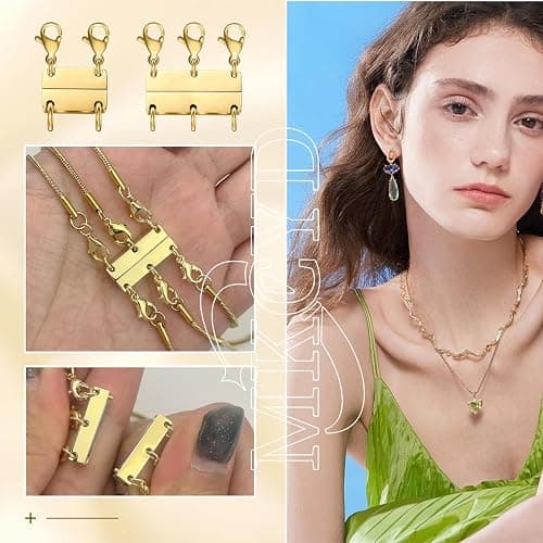 MKCYD Multi Necklace Layering Clasp Strong Magnetic Clasps | Gold and Silver Necklace Separator for Layering, Necklace Stack Clasp for Women, Multiple Jewelry Closures for Layered Look thumbnail 5