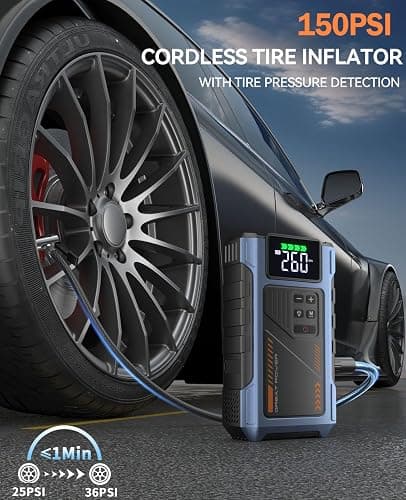 Car Battery Charger Jump Starter with Air Compressor, 4000A Jumper Box for Car Battery Portable Booster Jump Pack, 12V Jumpstart Combo 150PSI Tire Inflator Air Pump(Up to 8.0L Gas/6.5L Diesel) thumbnail 3