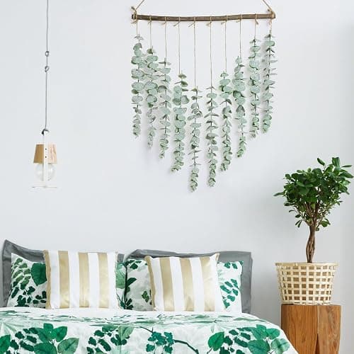 Bestjing Artificial Eucalyptus Wall Hanging Decor - Fake Eucalyptus Leaves Greenery Vines Wall Hanging Plants - Farmhouse Rustic Boho Decor for Bathroom Bedroom Livingroom Decorations thumbnail 5