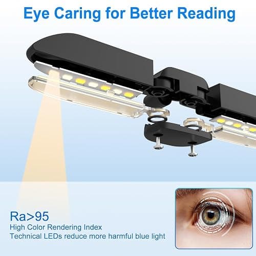 Vekkia 14 LED Rechargeable Book Light for Reading at Night, Eye-Care Reading Light for Books in Bed, 180° Adjustable, Clip on Lamp, 3 Color Temperatures, Lightweight, Present for Reader thumbnail 2