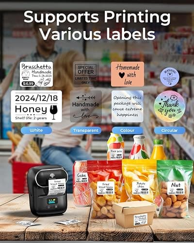 Phomemo M110 cordless Label Makers - Barcode Label Printer Bluetooth Label Maker Portable Thermal Printer for Small Business, Address, Barcode, Logo, Clothing, Sticker Printers for Phone & PC, Black thumbnail 3