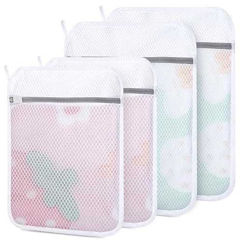 Dntorx 4 PCS Durable Honeycomb Mesh Laundry Bags for Delicates with Zipper, 12" x 16"+16" x 20" Reusable Laundry Bag Mesh Wash Bags for Washing Machine for Clothes, Shoes, Socks, Bra (2M + 2L, White) - Image 1