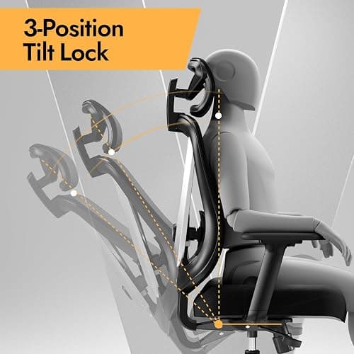 HOLLUDLE Ergonomic Mesh Office Chair - 3D Adjustable Lumbar Support & 3D Armrests, V-Shaped Back, Adjustable Desk Chair for Office & Home, Black thumbnail 5