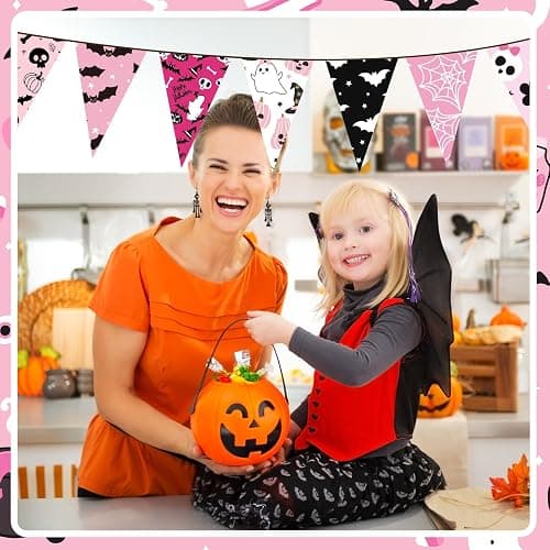 Hosuly 40 Pcs Pink Halloween Fabric Patchwork Roll Halloween Pumpkin Ghost Fabric Quilting Strips 2.55 Inch Boo Precut Patchwork Roll for Sewing DIY Craft Home Party Decor thumbnail 4