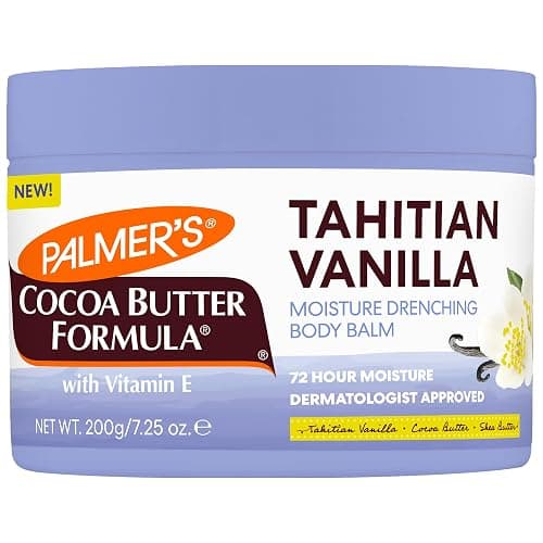 Palmers Cocoa Butter Formula, Tahitian Vanilla Moisture Drenching Body Balm (7.25 oz), Warm Vanilla Body Moisturizer for Dry Skin, Softens & Nourishes, 72-Hour Moisture, Dermatologist Approved - Image 1