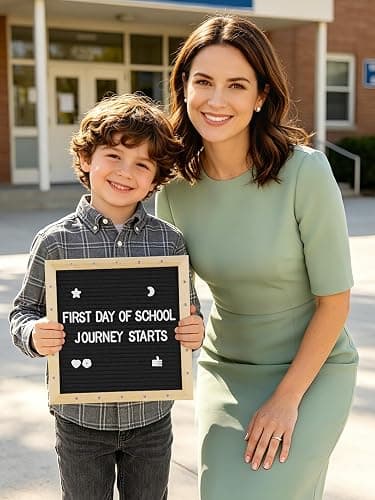 10×10" Light up Felt Letter Board, Custom Message, First Day of School Sign | Aulock, with Changeable Letters & Tripod, Will You Be My Girlfriend Sign, Baby Announcement Sign, Classroom Decor, Black thumbnail 2
